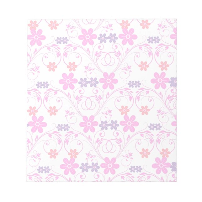 Bloco De Notas Floral Moderno Puro e Rosa (Frente)