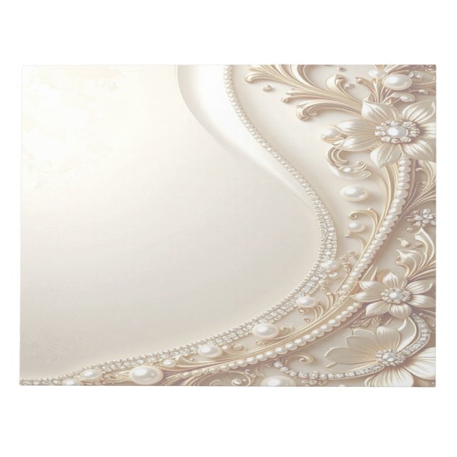 Bloco de Notas Floral Ornamentado em Ouro Elegante (Frente)