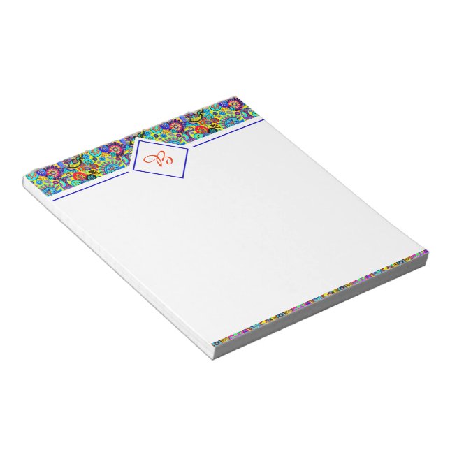 Bloco de notas floral paisley brilhante (Inclinado)