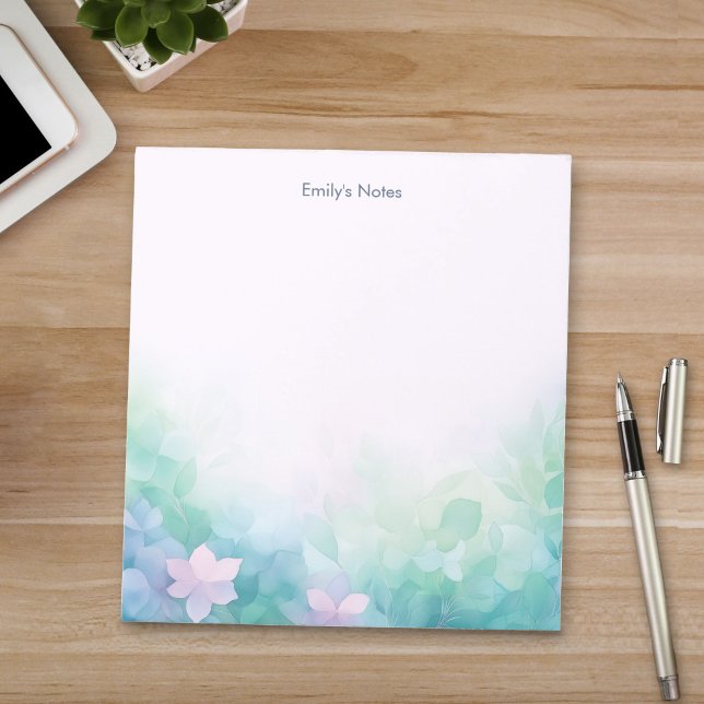 Bloco de Notas Floral Pastel Personalizado (Criador carregado)