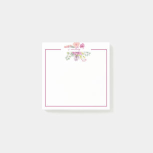 Bloco De Notas Floral personalizada em aquarela rosa e pêssego 