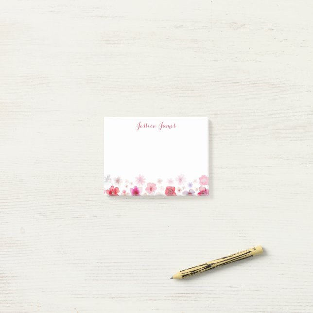 Bloco De Notas Floral Personalizado Bonito 4" x 3" (Na mesa)