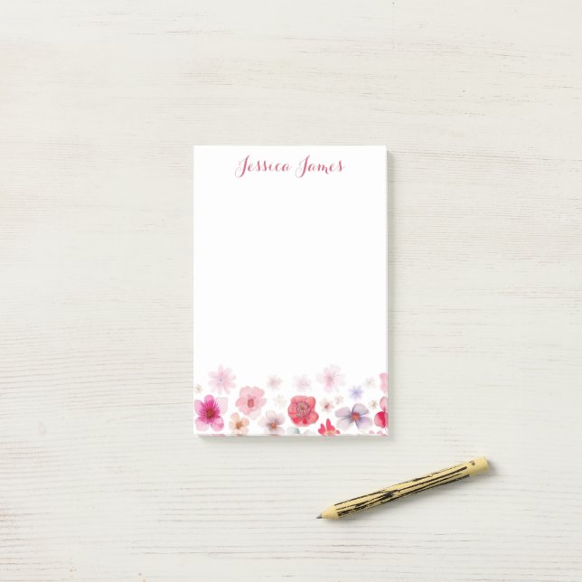 Bloco De Notas Floral Personalizado Bonito 4" x 6" (Na mesa)