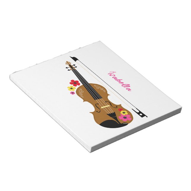 Bloco De Notas Floral Personalizado Bonito do Violin Player (Inclinado)