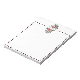 Bloco De Notas Floral personalizado com aquarela rosa e roxa