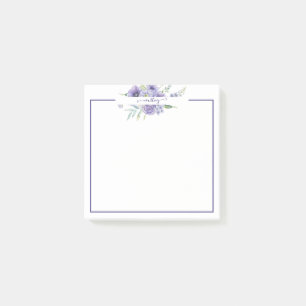Bloco De Notas Floral personalizado com aquarela roxa  