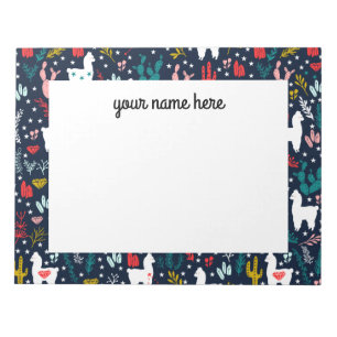 Bloco de notas floral personalizado da alpaca