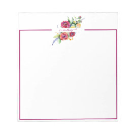 Bloco De Notas Floral personalizado em aquarela rosa