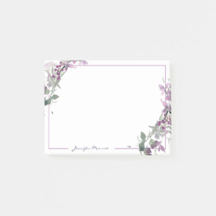 Bloco De Notas Floral personalizado em aquarela roxa