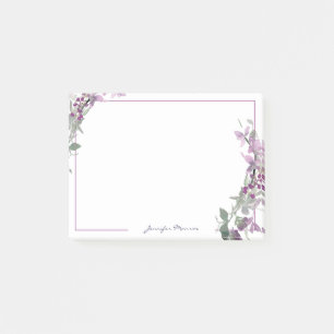 Bloco De Notas Floral personalizado em aquarela roxa