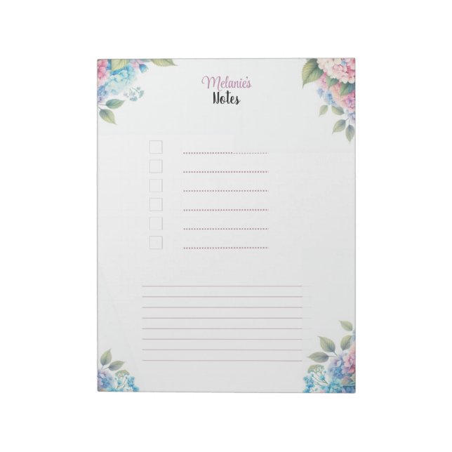 Bloco De Notas Floral Personalizado para Seus Pensamentos (Invertido)