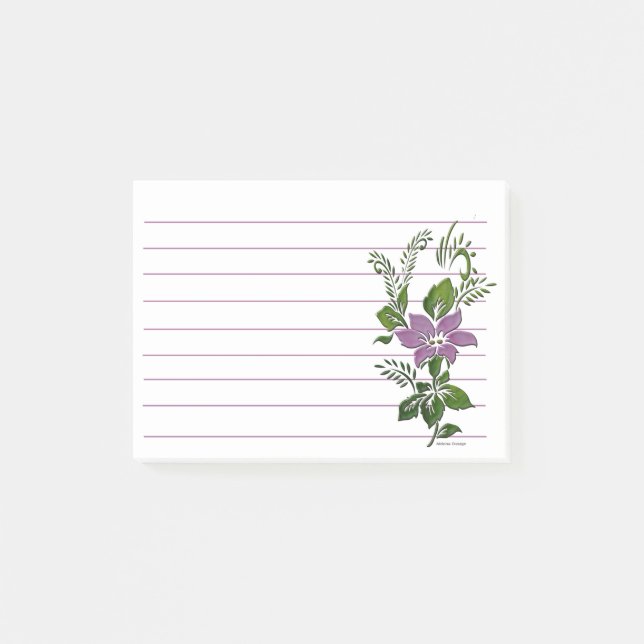Bloco De Notas Floral purple line  (Frente)