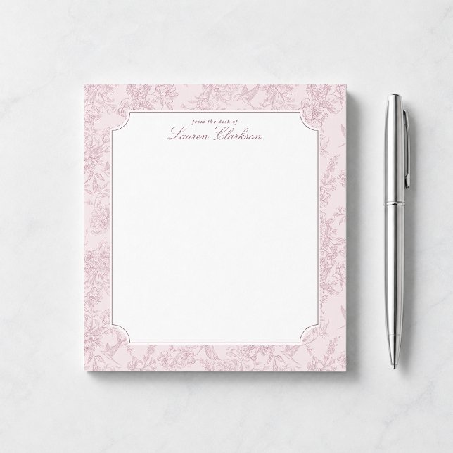 Bloco de Notas Floral Rosa Toile (Criador carregado)