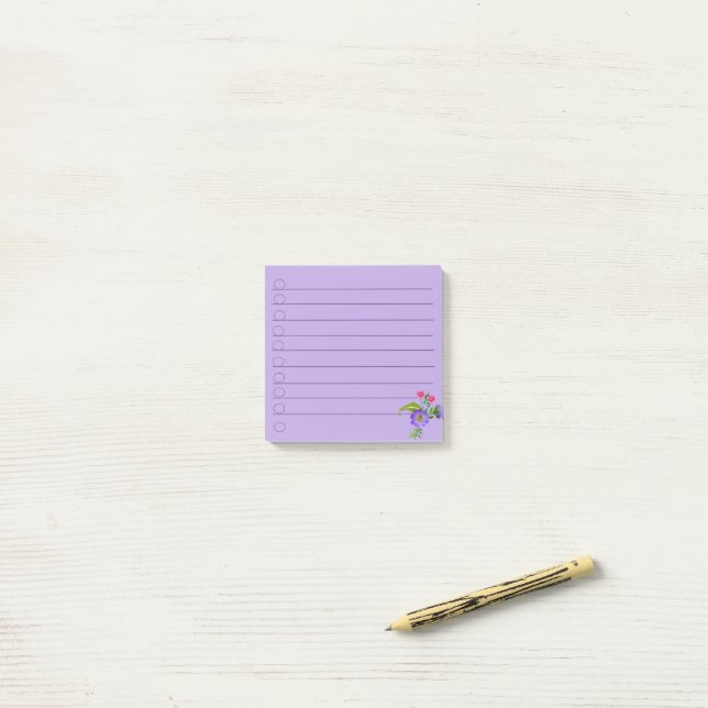 Bloco de Notas Floral Roxo (Na mesa)