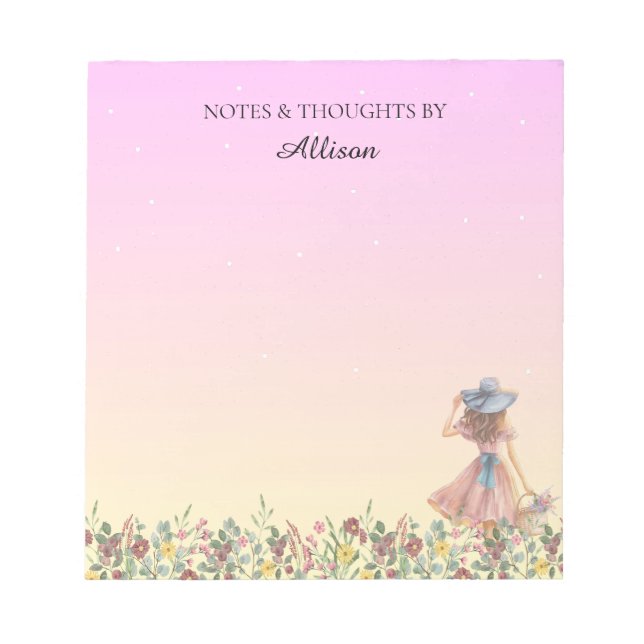 Bloco de Notas Floral Roxo (Frente)