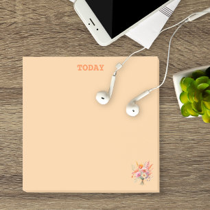 Bloco De Notas Floral Simples em Aquarela Laranja Claro Personali