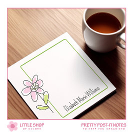 Bloco De Notas Floral Simples Verde Rosa Personalizado