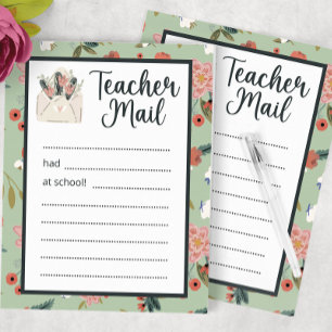 Bloco De Notas Floral Teacher Mail