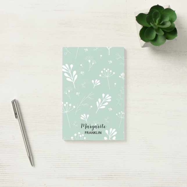 Bloco De Notas Floral Verde Soft do Office Personalizado em Casa (Escritótio)