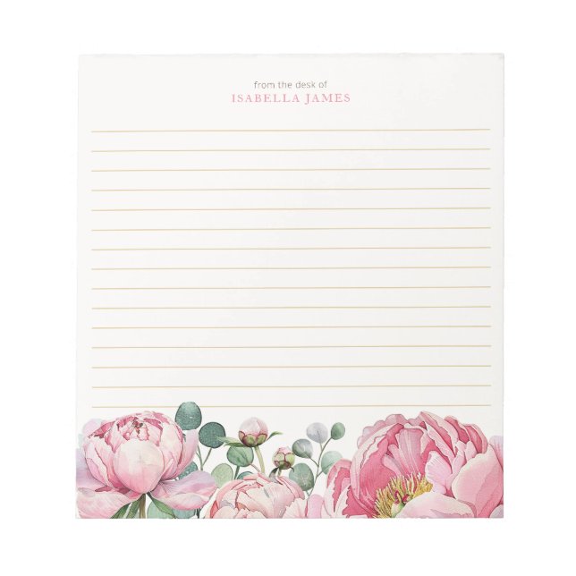 Bloco De Notas Floral Watercolor Eucalyptus Greenery Personalizad (Frente)