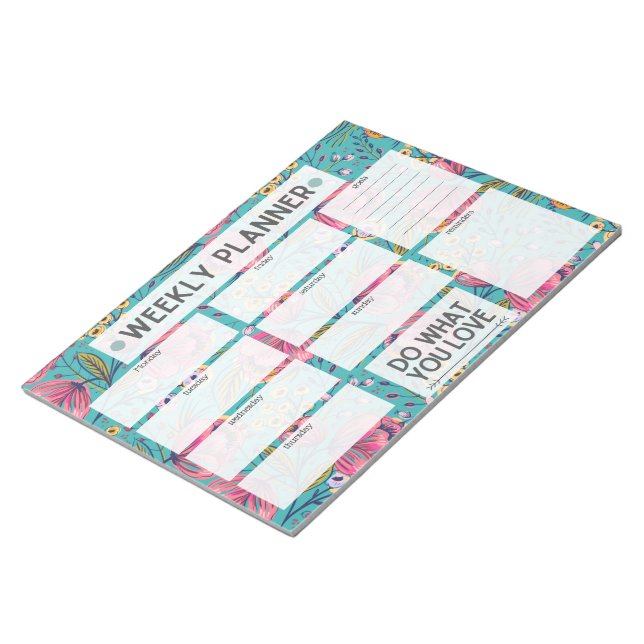 Bloco De Notas Floral Weekly Planner (Inclinado)