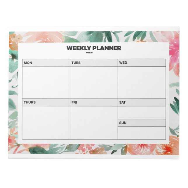 Bloco De Notas Floral Weekly Planner (Frente)