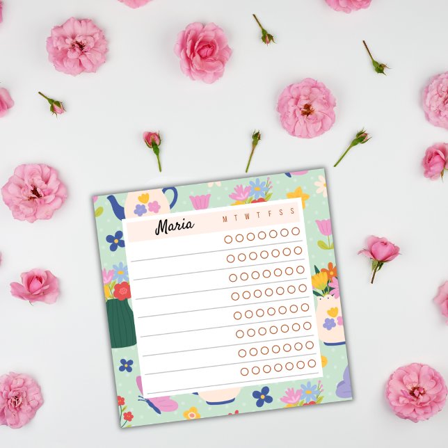 Bloco De Notas Floral Weekly Planner – Blossom Time Sticky Notes (Criador carregado)