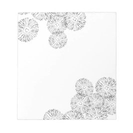 Bloco De Notas Flores abstrato brancas e pretas