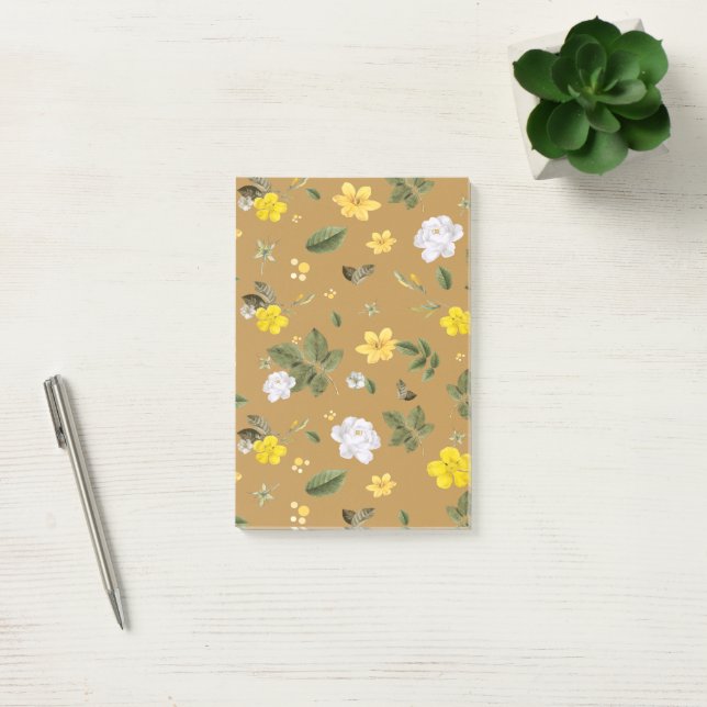 Bloco De Notas Flores Amarelas e Rosas Brancas 4 (Escritótio)
