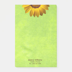 Bloco De Notas Flores Amarelas no Monograma Verde Abstrato