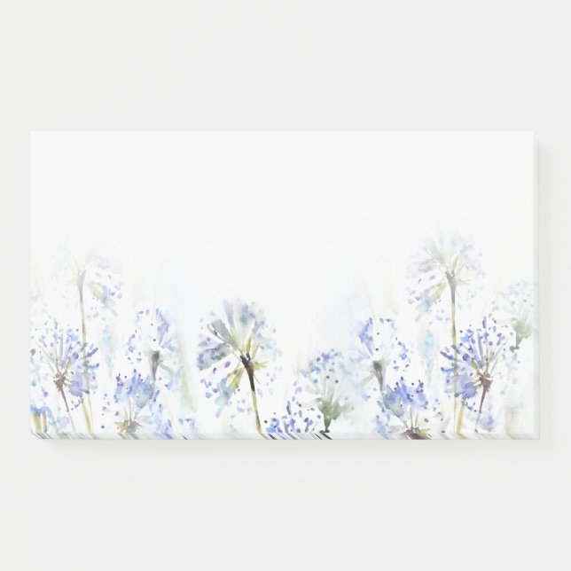 Bloco De Notas Flores azuis de verão esboço aquoso (Frente)