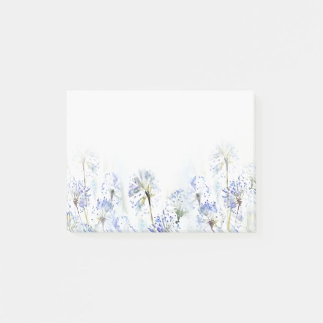 Bloco De Notas Flores azuis de verão esboço aquoso (Frente)