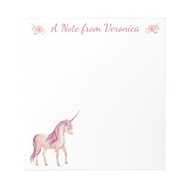 Bloco De Notas Flores bonito Rosa Unicorn (Frente)