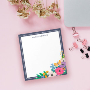 Bloco De Notas Flores Borboleta Amarela Adicionar Seu Nome