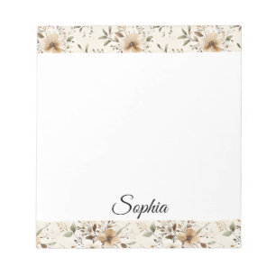 Bloco De Notas Flores Castanhos De Chic Cream