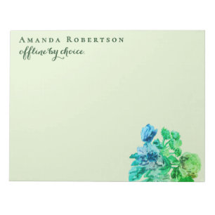 Bloco De Notas Flores Chic de Aquarela Verde Pastel Engraçadas Pe