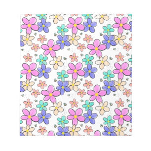 Bloco De Notas flores coloridas arco-íris brilhantes abelhões flo