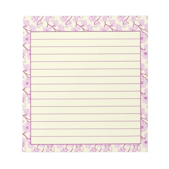 Bloco De Notas Flores cor-de-rosa (Frente)