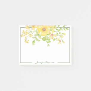 Bloco De Notas flores de aquarela amarelas personalizadas