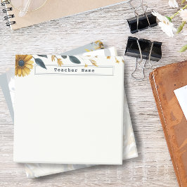 Bloco De Notas Flores de Aquarela Azul Marinho e Dourado Personal