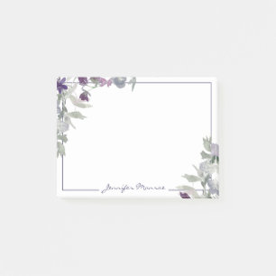 Bloco De Notas Flores de aquarela burgundy e roxo personalizam