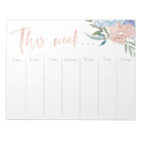 Flores de aquarela de calendário semanal