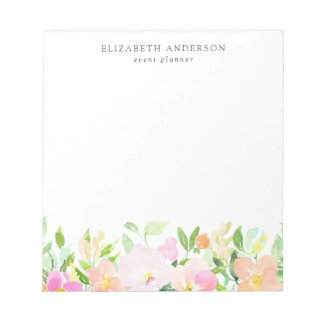 Bloco De Notas Flores de Aquarela de Densidade | Pastel Floral