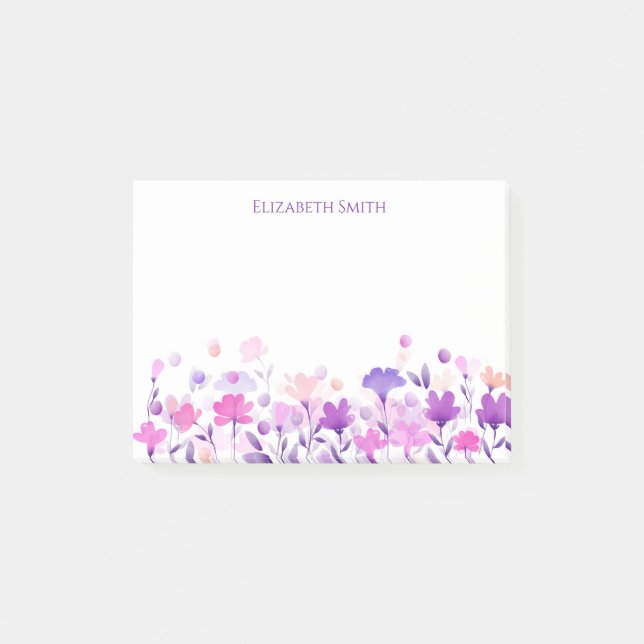 Bloco De Notas Flores de Aquarela Pastel (Frente)