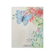 Flores de Aquarela Pastel & Borboleta | Pergaminho