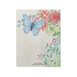 Bloco De Notas Flores de Aquarela Pastel & Borboleta | Pergaminho