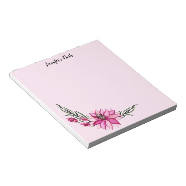 Bloco De Notas Flores de Aquarela Rosa (Inclinado)