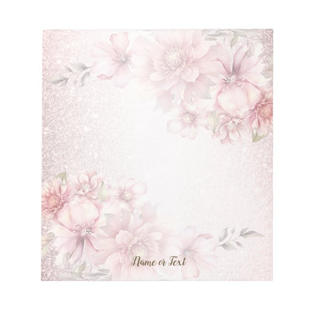 Bloco De Notas Flores de Aquarela Rosa Brilhantes Brilhantes Mode (Frente)