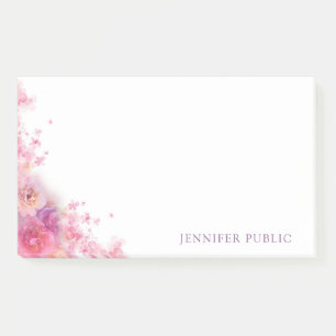 Bloco De Notas Flores de Aquarela Rosa Moderno Elegante