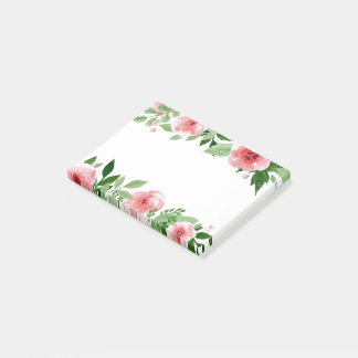 Bloco De Notas Flores de Aquarela Rosa Postam